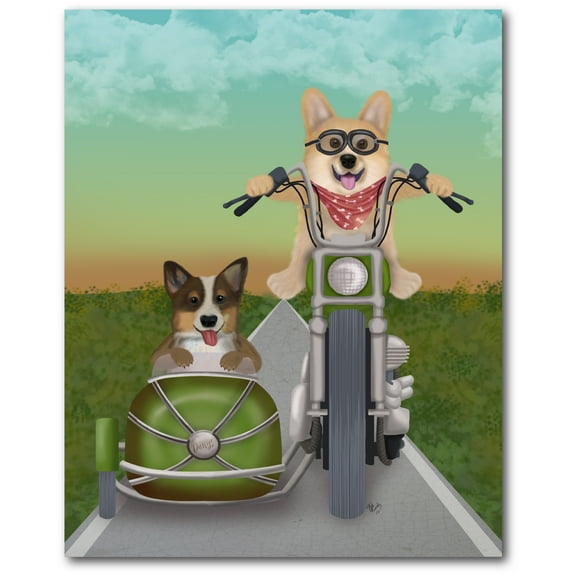 Motorcycle Dogs Gallery-Wrapped Canvas Wall Art