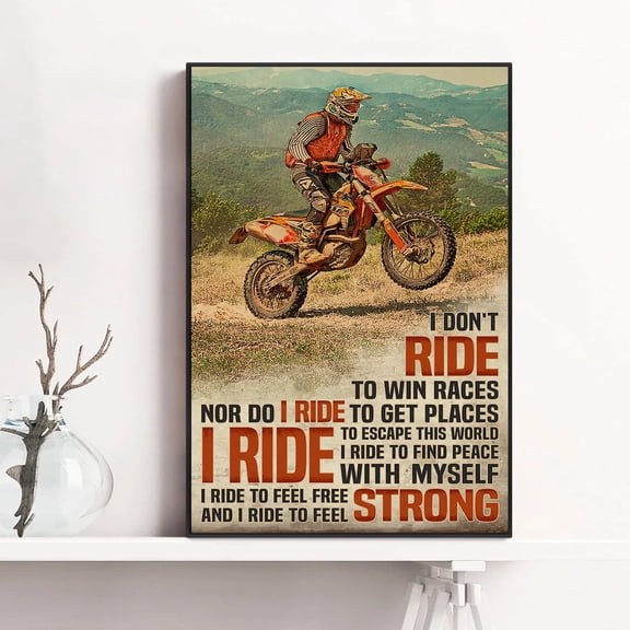 Motorcycle Donâ„¢T Ride To Win Races Poster Vintage Motocross Dirt Biker Wall Art Inspirational Motorbike Print Unique Riders 1602 Poster