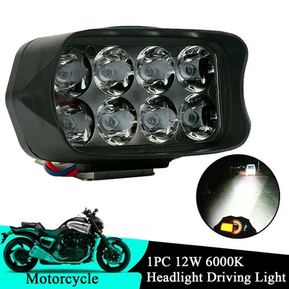 Motorcycle Driving Lamp Waterproof Reflector Headlight 8 Beads LED Light 6000K