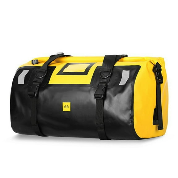 Motorcycle Dry Bag, Large Capacity Waterproof Duffle Bag with Roll Top Closure, Shoulder Straps, Reflective Design (Yellow, 66L)