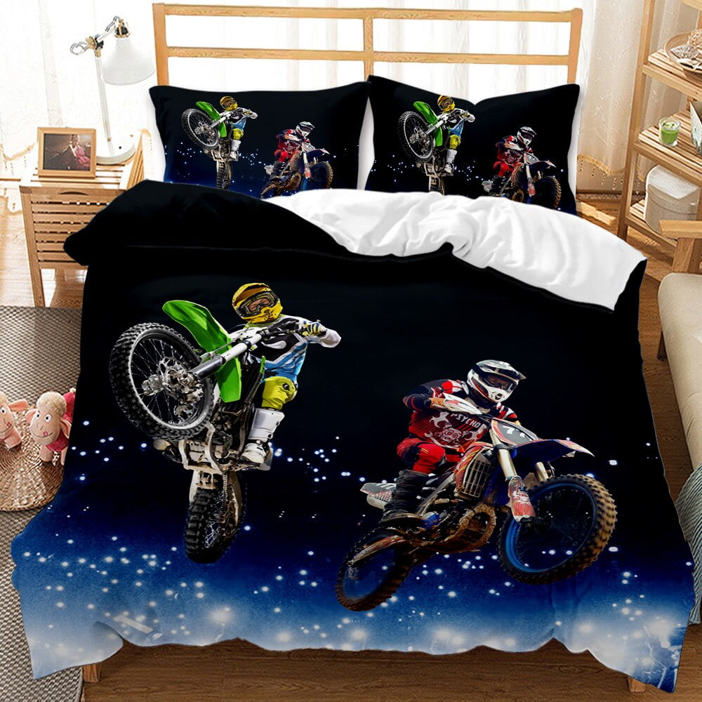 Motorcycle Duvet Cover Set Motocross Racing Bedding Dirt Bike Extreme ...