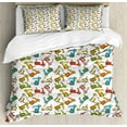 thumbnail image 1 of Motorcycle Duvet Cover Set Queen Size, Famous Moped Bikes in Cartoon Style and Different Colors Retro Italian Scooters, Decorative 3 Piece Bedding Set with 2 Pillow Shams, Multicolor, by Ambesonne, 1 of 3