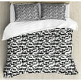 thumbnail image 1 of Motorcycle Duvet Cover Set Queen Size, Retro Chopper Pattern Monochrome Motorbike Design Adventure Cruising Theme, Decorative 3 Piece Bedding Set with 2 Pillow Shams, Black White, by Ambesonne, 1 of 3