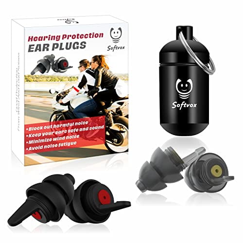 Motorcycle Earplugs 2 Pairs, Wind Noise Reduction & Audible Hearing