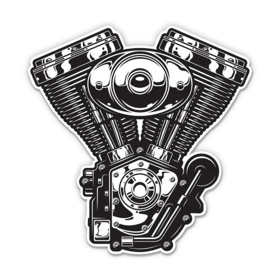 Motorcycle Engine - 3" Vinyl Sticker - For Car Laptop Water Bottle Phone - Waterproof Decal