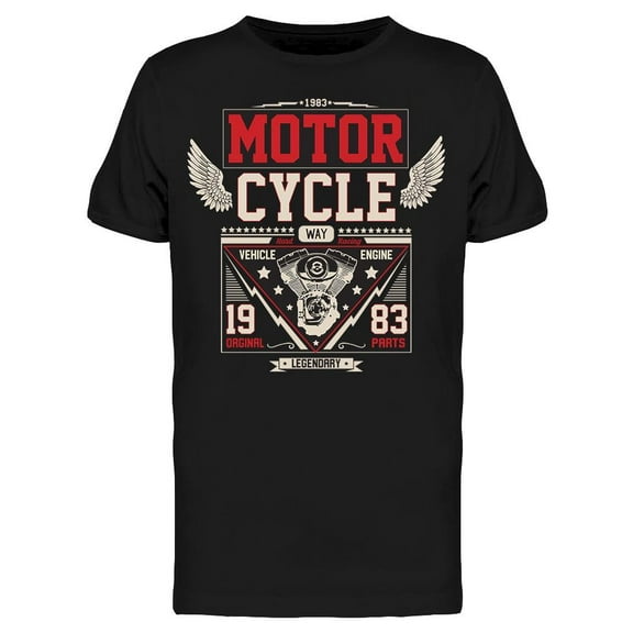 Motorcycle Engine Design T-Shirt Men -Image by Shutterstock, Male Medium