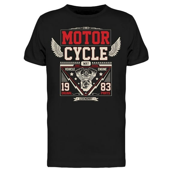 Motorcycle Engine Design T-Shirt Men -Image by Shutterstock, Male x-Large