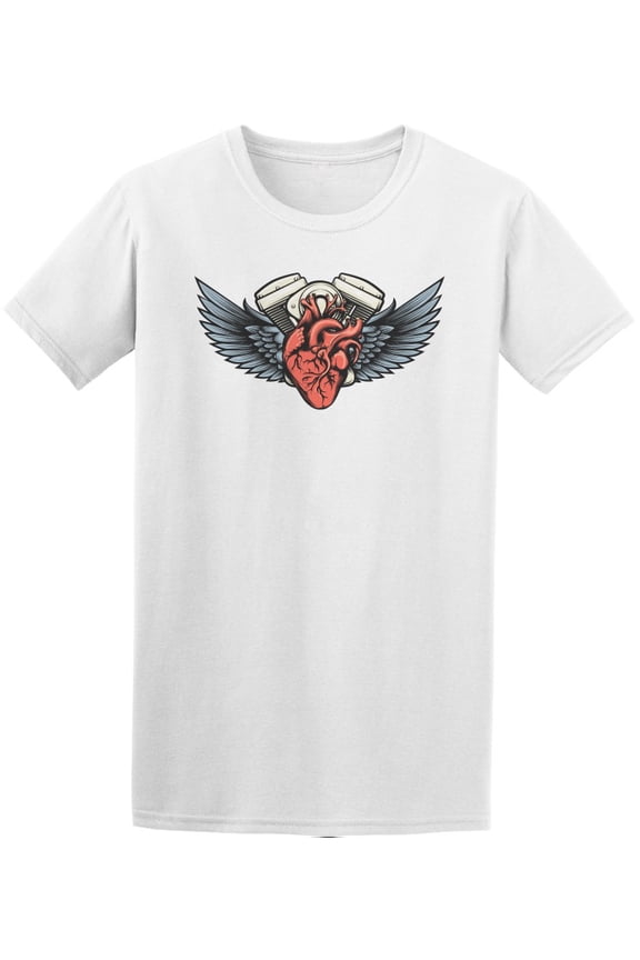 Motorcycle Engine Wings Tattoo Tee Men's -Image by Shutterstock