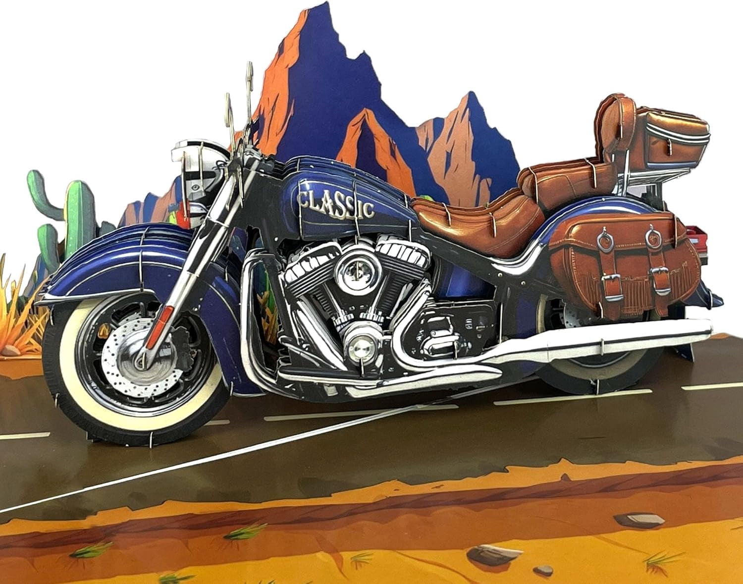 Motorcycle Father’s Day Card – 3D Pop-Up Birthday Card for Dad, Husband, or Grandfather – Classic Motorbike Greeting Card for Men