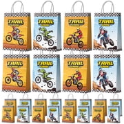 Dirt Bike Party Supplies,24Pcs Motorcycle Favor Bags,Motorcycle Party Bags, Dirt Bike Candy Bags for Kids Motorcycle Birthday Party Decoration