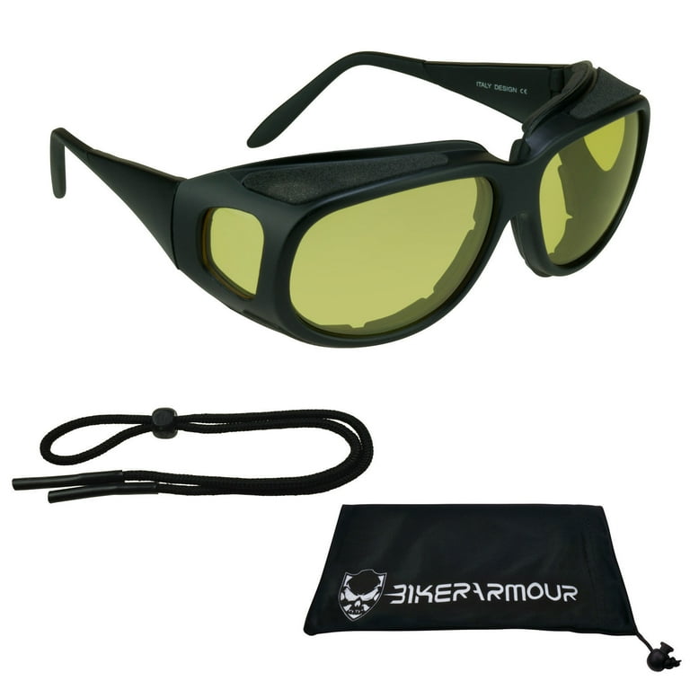 Motorcycle Fit Over RX glasses Yellow Lenses with Side Shields