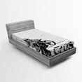 thumbnail image 1 of Motorcycle Fitted Sheet, Motocross Racer Image Grungy Background Poster Style Monochromic Artwork Print, Soft Decorative Fabric Bedding All-round Elastic Pocket, Twin Size, White Black, by Ambesonne, 1 of 2