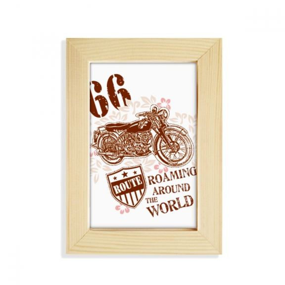 Motorcycle Flower Text Pattern Illustration Desktop Display Photo Frame Picture Art Painting 5x7 inch