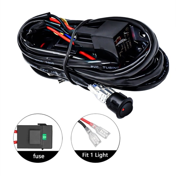 Motorcycle Fog Light Wiring Harness LED Lamp Headlamp Relays Wire Cable with 2 Plugs Power up to 300W