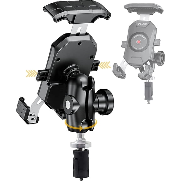 Motorcycle Fork Stem Phone Mount, Anti-Theft 1" Ball Phone Holder with Double Socket Arm Fits to RAM B Size Components 720 Rotation for 4.0"-7.0" Cellphones