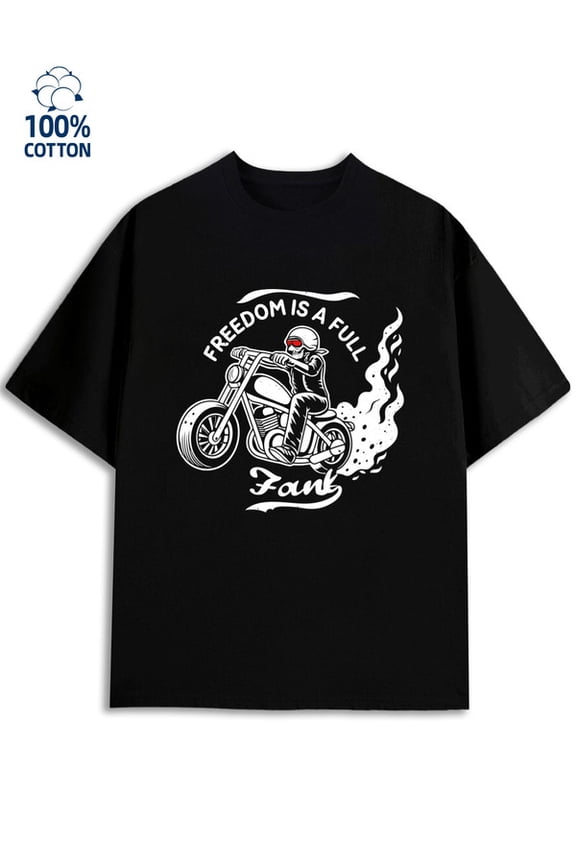 Motorcycle Freedom for men 180G 100% Cotton black Vintage Unisex Shirt Crewneck tshirts Unique Design Unisex Shirt Graphic Tee tshirts Casual Unisex Shirt Crewneck tshirts