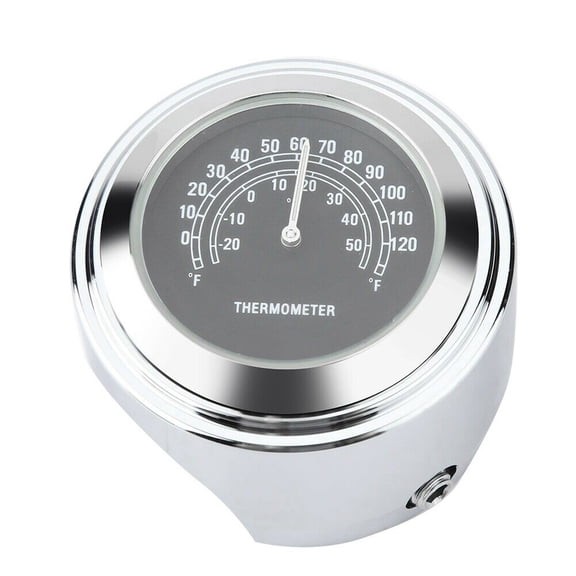 Motorcycle Front Chrome Waterproof Handlebar Mount Temp Thermometer Clock Watch Instruments for Most Models