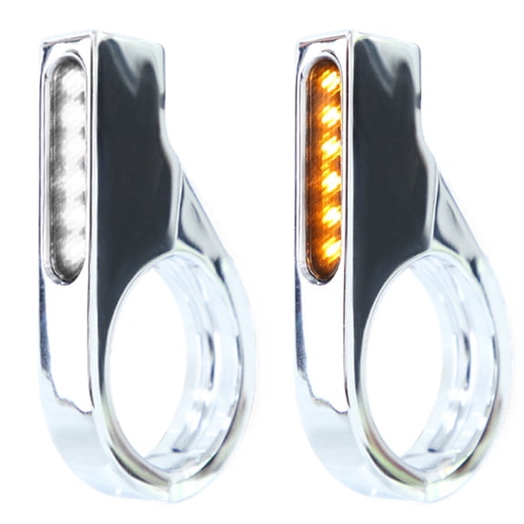 Motorcycle Front Fork LED Turn Signals Universal Sequential Switchback Running Lights 12V Amber Blinkers Silver,2 * Motorcycle Front Fork LED,Silver