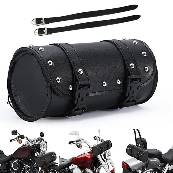 Motorcycle Front Forks Handlebar Sissybar Storage Bag With 2 Straps