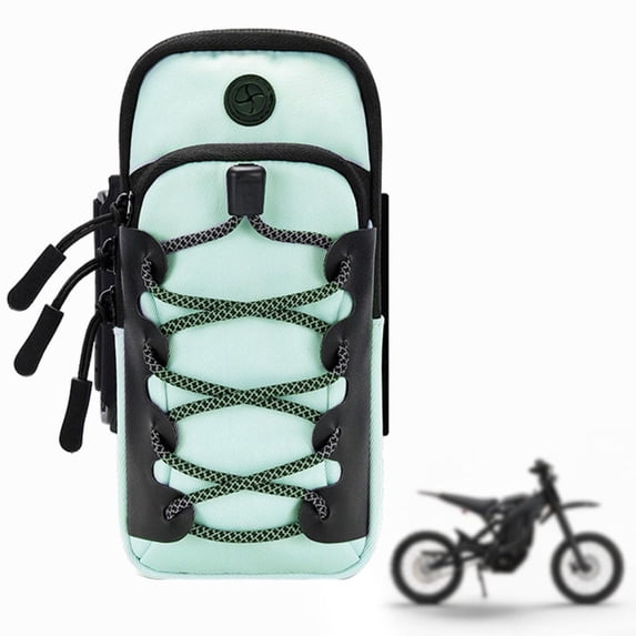 Motorcycle Front Frame Bag - Waterproof Nylon Battery Cover Storage for Surron & Ultra Bee Electric Dirt Bikes, Ebike Phone & Tool Pouch with Elastic Strap(Green)