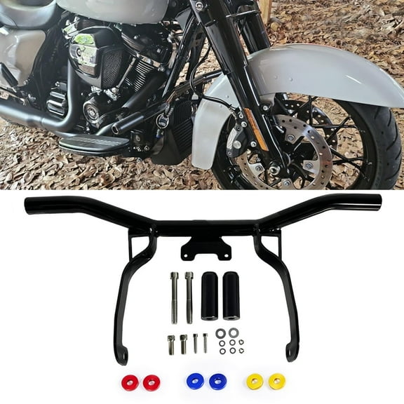 Motorcycle Front Highway Engine Guard Crash Bar Steel Falling Protection Black For Harley Road Glides Street Glides 2014-2023