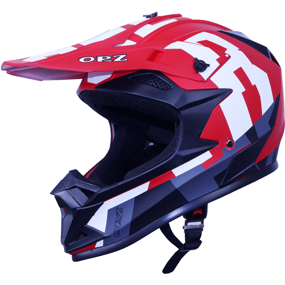 Motorcycle Full-Face Adult Helmet, DOT Approved Motocross ATV Offroad Dirt Bike Helmet, L Size, Red
