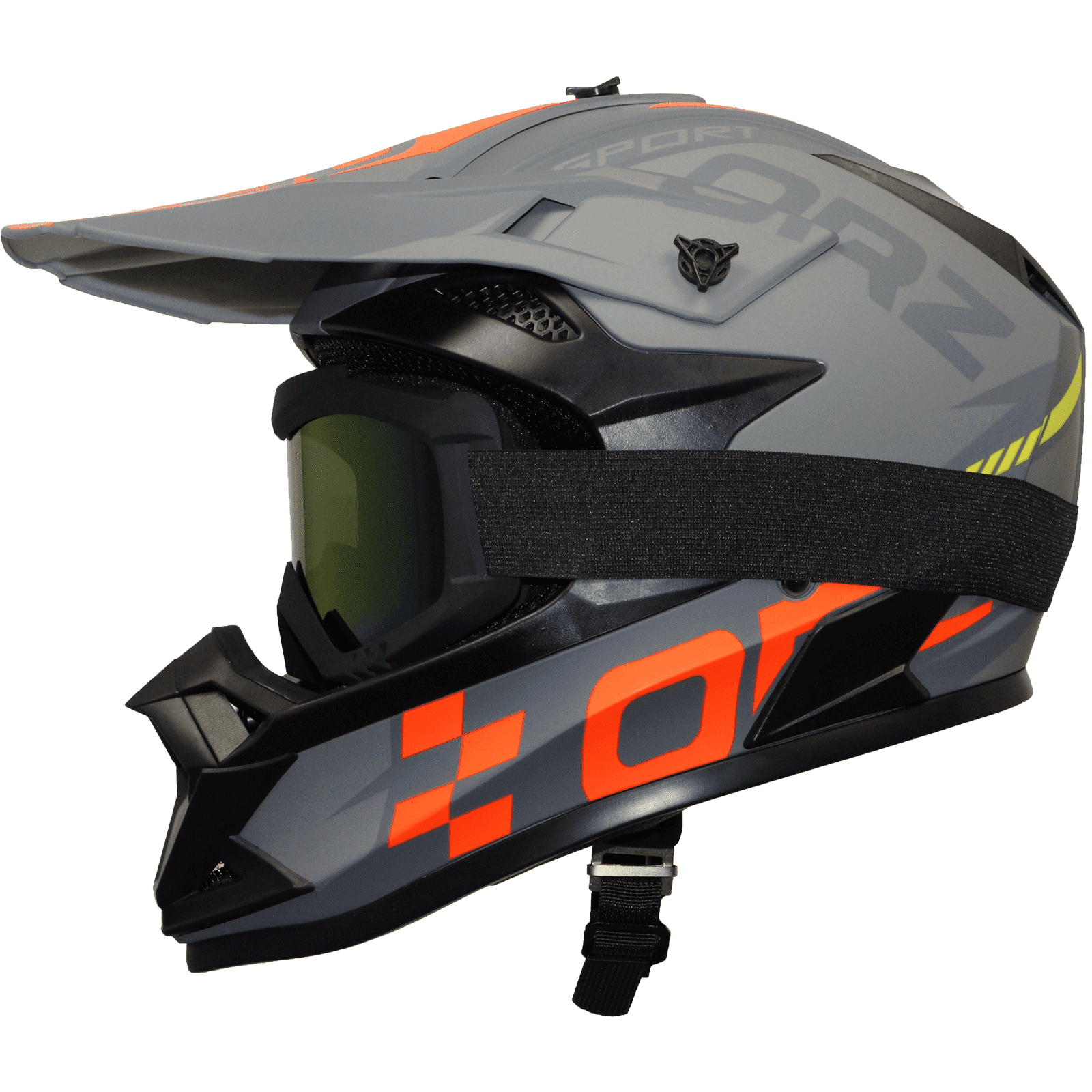 Motorcycle Full-Face Adult Helmet with Goggles, DOT Approved Motocross ATV Offroad Dirt Bike Helmet, L Size, Matte Gray