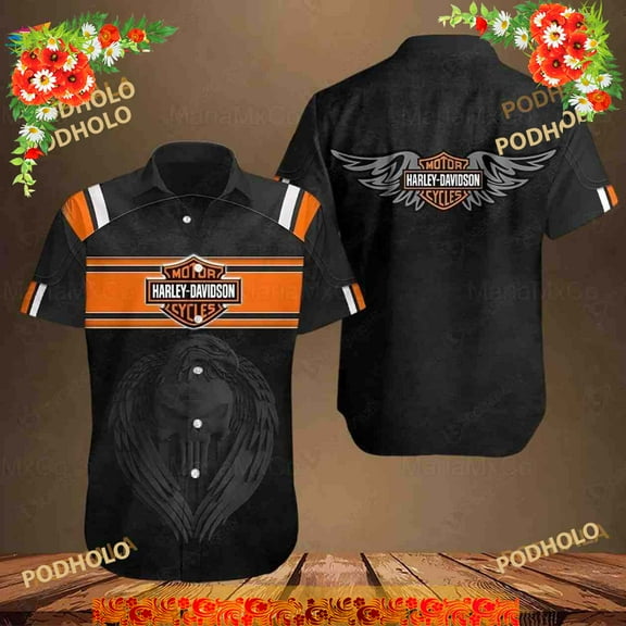 Motorcycle Funny Hawaiian Shirt, Haarleyy Davidson Aloha Shirt