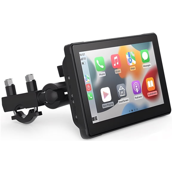 Motorcycle GPS Nav 7in IP67, 1080P Dash Cam F&R w/Carplay, BT/WiFi/TPMS for Scooter