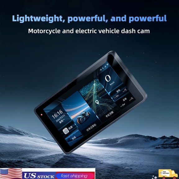 Motorcycle GPS Navigation Screen with 1080P Dash Cam Front and Rear 5in IP68 Waterproof Touchscreen Bluetooth Receiver Support Wireless Mirror Link 5G Wifi Hands-free Calling Tire Pressure Monitoring