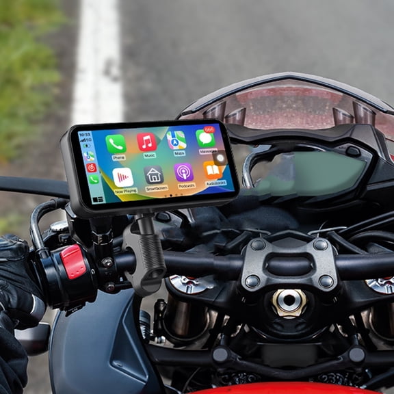 Motorcycle GPS Navigation with Wireless CarPlay & Android Auto, 6.25" IPS Touchscreen, IP67 Waterproof, Light Sensor, 6-30V Wide Voltage