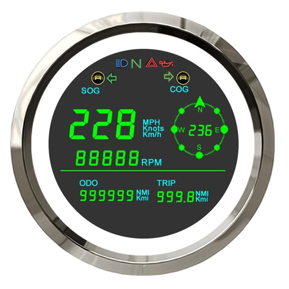 Motorcycle GPS Speedometer With Tachometer Digital LCD Display With , Alarm, Oil Press Alarm, Left /Right Turn ,Easy to Install