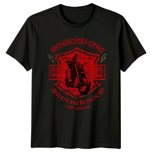 Motorcycle Gang Brotherhood Mens T-Shirt Womens Tee Graphic Top