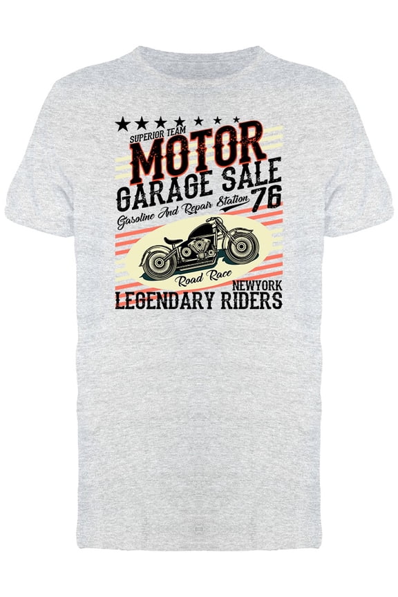 Motorcycle Garage Sale Graphic Tee Men's -Image by Shutterstock
