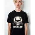 thumbnail image 1 of Motorcycle Garage Skull Tee mens t shirt black short funny Summer wear Vintage-inspired, comfortable fit Vintage Unisex Shirt Cotton tshirts, 1 of 6