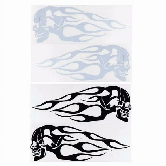 Furulu Motorcycle Skull Flame Stripes gas tank vinyl sticker decal Universal 34x12.7cm
