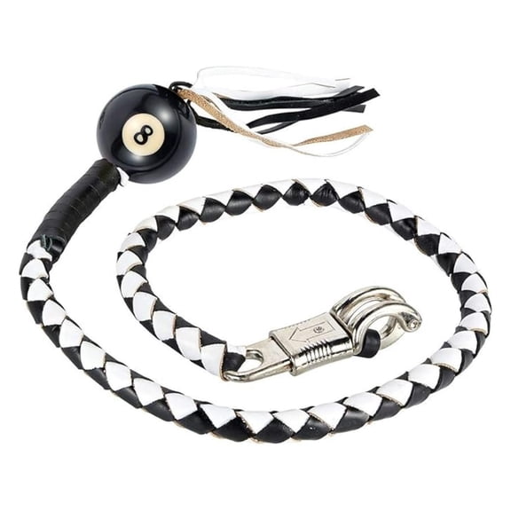 Motorcycle Get Back Whip 42" Long 1/2" Diameter White Black for Bike Handlebar Decor Safety Riding Accessory