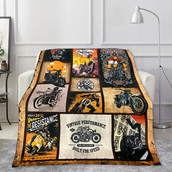 Motorcycle Gifts for Men and Women Throw Blanket Soft Lightweight Flannel Blanket for Travel/Bedroom/Outdoor/Couch - Gift for Motorcycle Lover 40x50 Inch