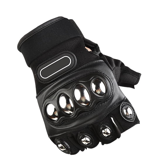 Motorcycle Gloves Air Flow Steel Knuckle Touchscreen Non-Slip Riding Driving Motorcycle Half Finger Gloves Sports Exercise Fitness Fingerless Black