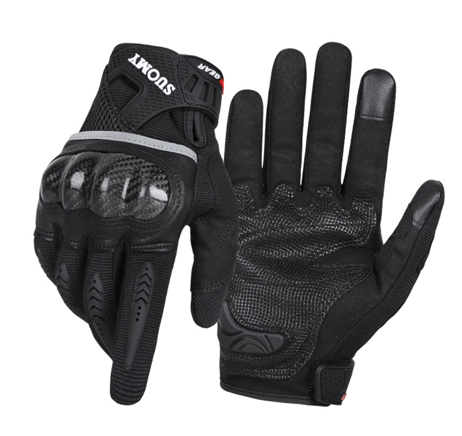 Summer Motorcycle Gloves With Knuckle Protection - Textile Racing Gloves For Bikers (Grey, XL)