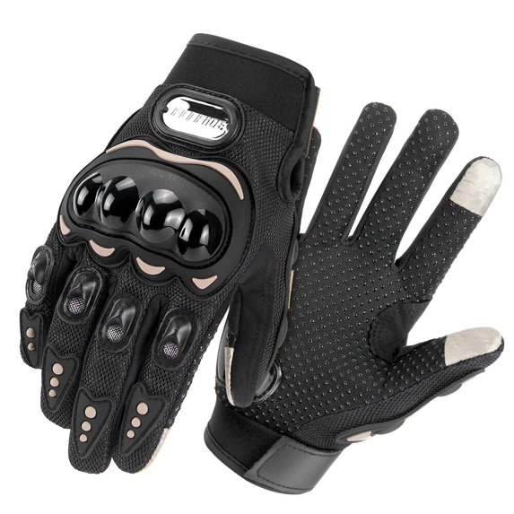 Motorcycle Gloves Men Breathable Motorcycle Full Finger Guantes Motocross Motorbike Breath Mesh Touch Screen Racing Glove (SU05 Black,L)