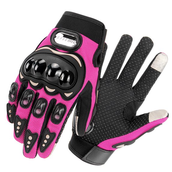 Motorcycle Gloves Men Breathable Motorcycle Full Finger Guantes Motocross Motorbike Breath Mesh Touch Screen Racing Glove (SU05 Pink,L)