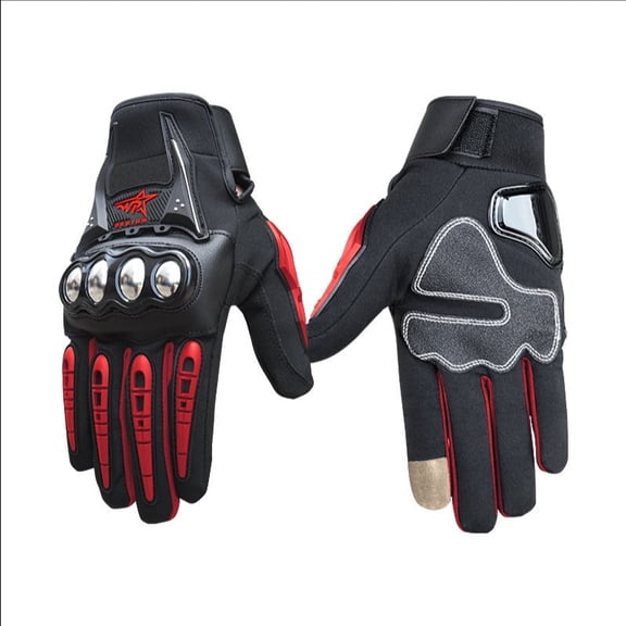 Motorcycle Gloves for Men, Full Finger Touchscreen Motorbike Gloves with Stainless Steel Protective fist shell for BMX ATV MTB Riding, Road Racing, Cycling, Motocross