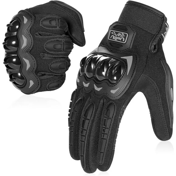 Motorcycle Gloves for Men and Women, Full Finger Touchscreen Motorbike Gloves for BMX ATV MTB Riding, Road Racing, Cycling, Climbing, Motocross - Black L