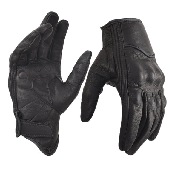 Black Leather Motorcycle Gloves for Men Touchscreen Full Finger Gloves with Padding for Biker Riding Driving Glove