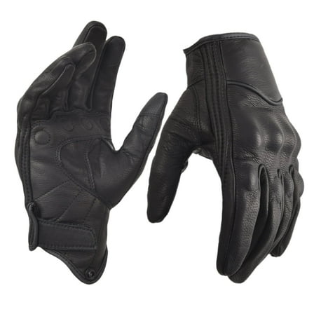 Black Leather Motorcycle Gloves for Men Touchscreen Full Finger Gloves with Padding for Biker Riding Driving Glove