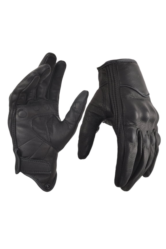 Black Leather Motorcycle Gloves for Men Touchscreen Full Finger Gloves with Padding for Biker Riding Driving Glove