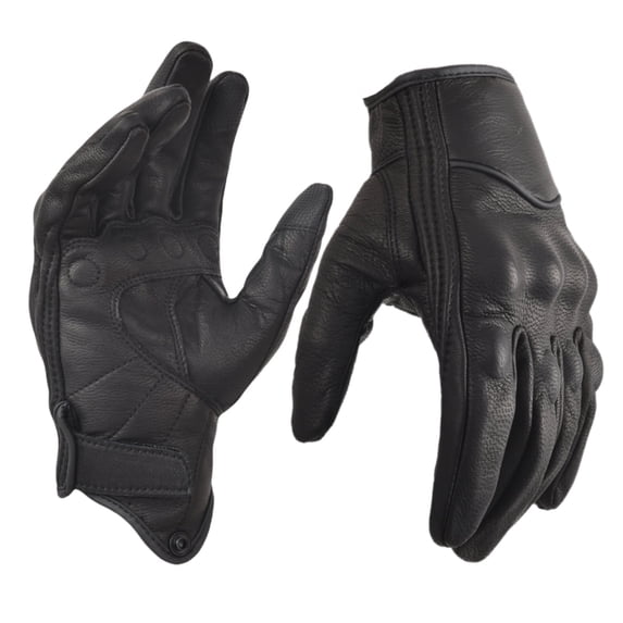 Black Leather Motorcycle Gloves for Men Touchscreen Full Finger Gloves with Padding for Biker Riding Driving Glove
