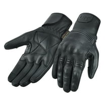 Motorcycle Gloves Touch Screen Perforated Cowhide Dry Drum Aniline Leather Knuckle Protection Motocross Gloves Black-S
