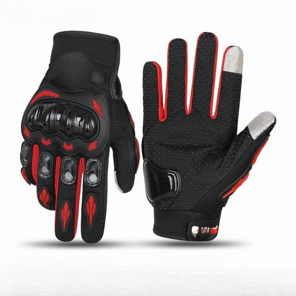 Motorcycle Gloves for Men, Full Finger Hard Knuckle Rainproof Winter Motorcycle Gloves with Non-Slip Palm Touch Screen for Racing, Riding,